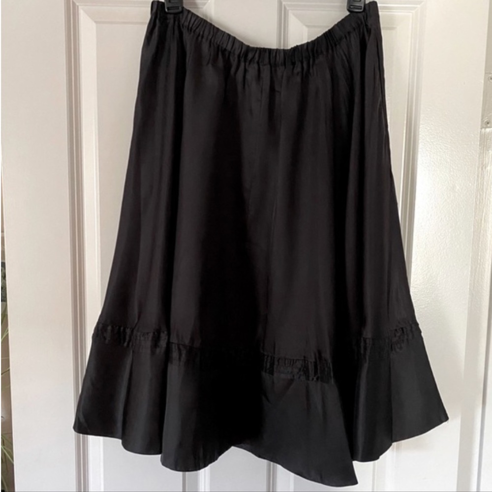 NWT pureDKNY Silk Black Swing Skirt